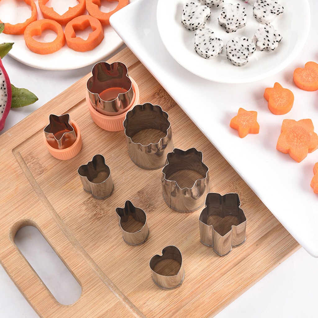8 Stuks Groente Cutter Mould Fruit Slicer Fondant Cake Cookie Plunger Bloemen Ster Vorm Baksel Mold Verdelers Gereedschap