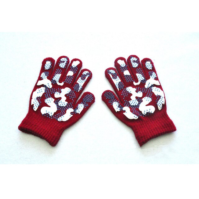1 paire PVC anti-dérapant tricot gants enfants extérieur Camouflage Robot pelle dinosaure imprimer hiver mitaines Sport gants enfant: 6