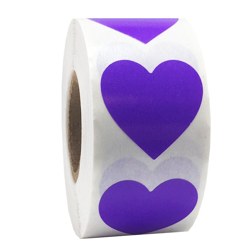 500pcs/roll 12 colors love heart Stickers seal labels Scrapbook for DIY Birthday Party Supplies Kawaii sticker stationery: Purple