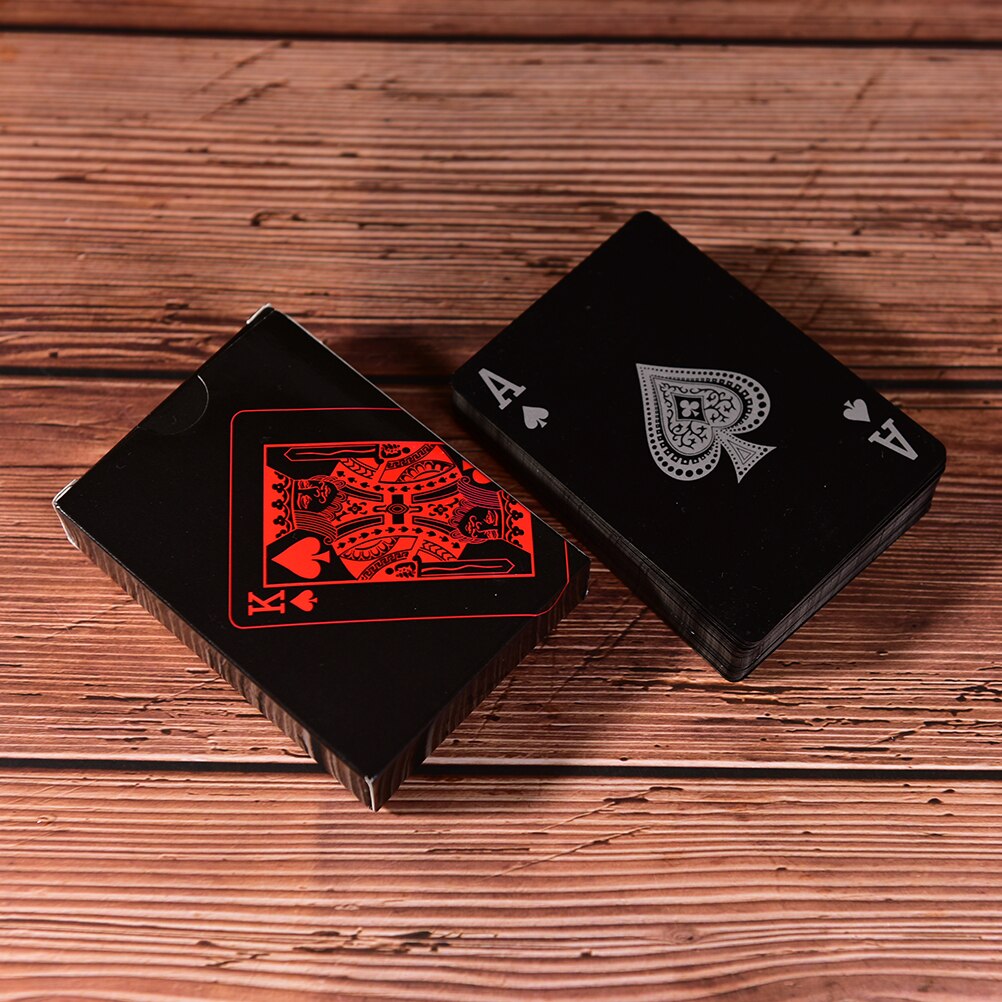 1 sæt vandtætte spillekort plastikkort samling sorte pokerkort standard spillekort poker