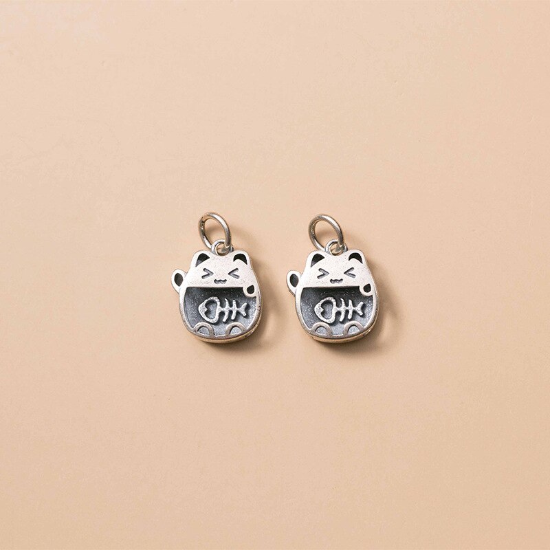 MEETSOFT Romantico Sterling Silver Cute Cat Pendenti E Ciondoli Gioielli Speciale di FAI DA TE Fatti A Mano Decorazione Collana Accessori Braccialetto