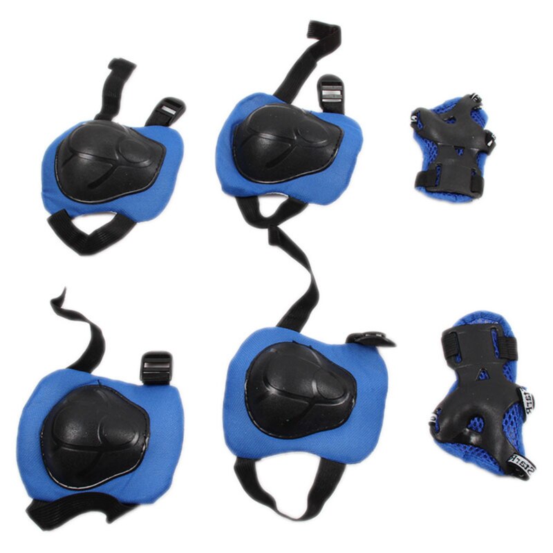 Bambini pattinaggio a rotelle casco da bicicletta ginocchio protezione da polso Set di gomitiere Set di protezioni protettive per sport da ciclismo per bambini: Blue
