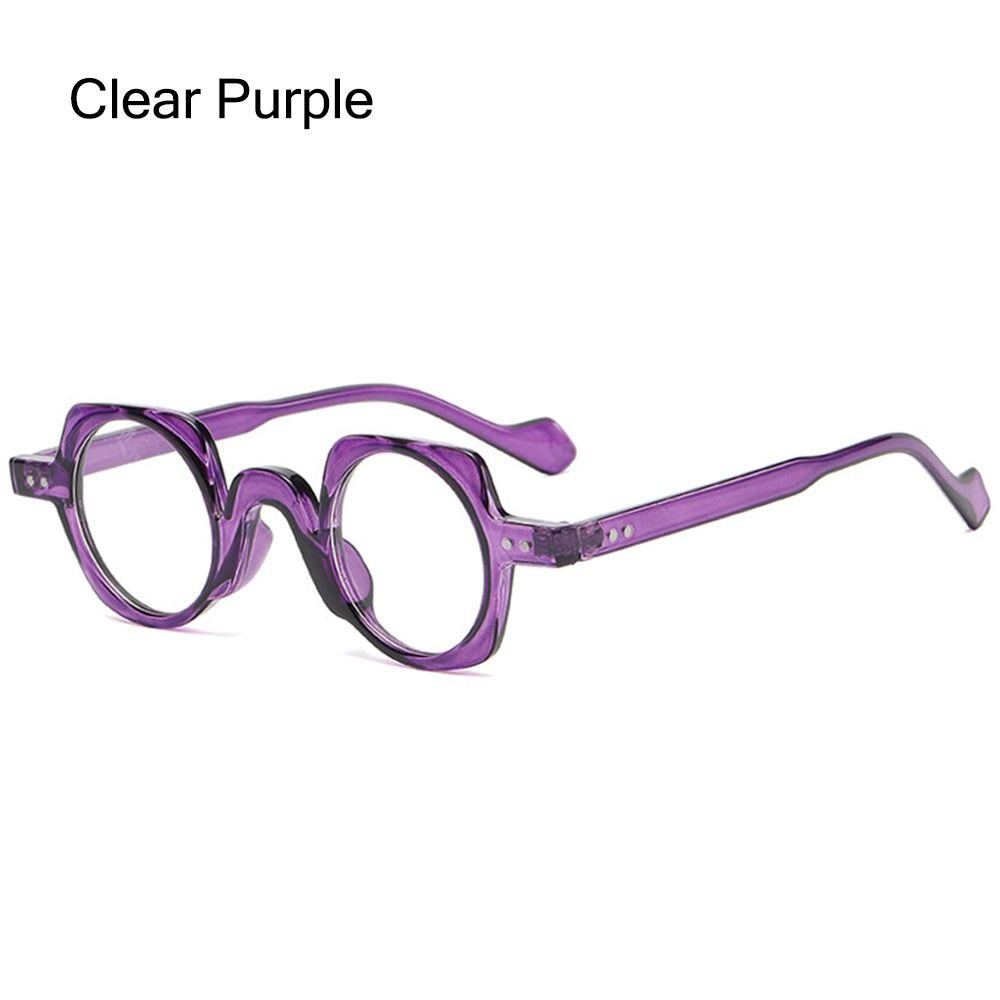 Gafas redondas y cuadradas asimétricas Vintage para hombres y mujeres, gafas de montura óptica de gran tamaño, nueva , 2023: Morado