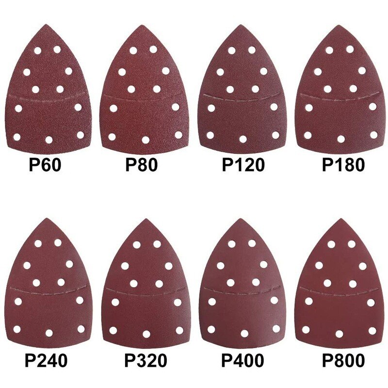 10pc Maus Detail Schleifer Schleifpapier 11 Löcher Dreieckige Schleifpapier für Multi Schleifer Bosch PSM 160A Detail Palme 40-2000 grütze