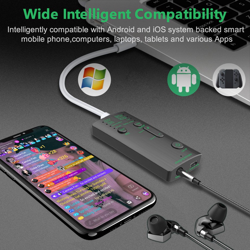 Mini Voice Changer Portable 8 Voice Changing Modulator with Adjustable Voice Functions Phone Computer