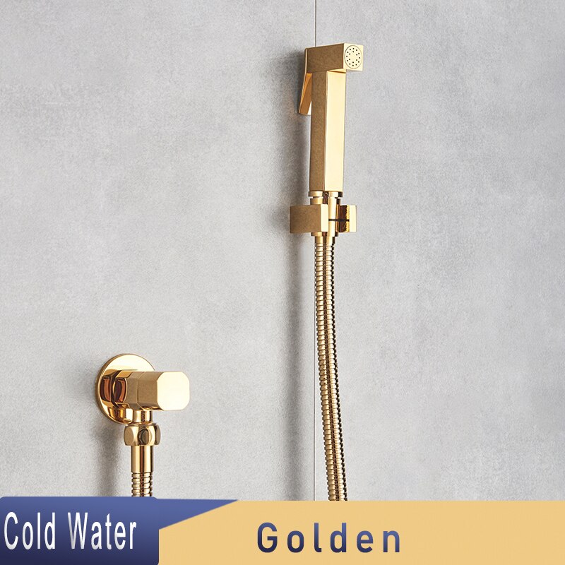 SHBSHAIMY Schwarz Durcheinander Schlecht Bidet Armaturen Hochdruck Spritzgerät dusche wasserhahn Bidet wc waschmaschine Warmen und Kalten Wasser Mischer: Gold Single kalt