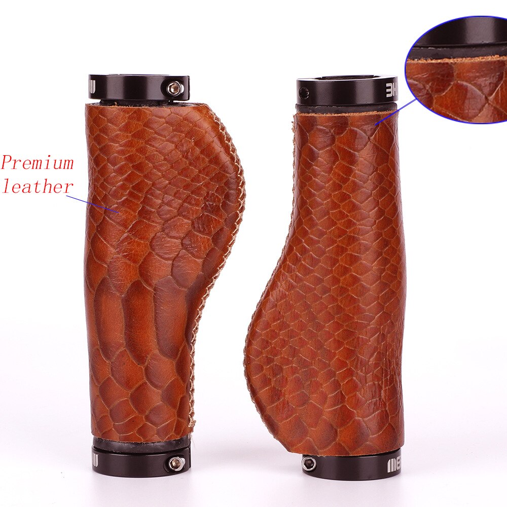 Road Bike Leather Grip Ergonomic Leather Grip Bicycle Handlebar Grips Mountain Bike Grip