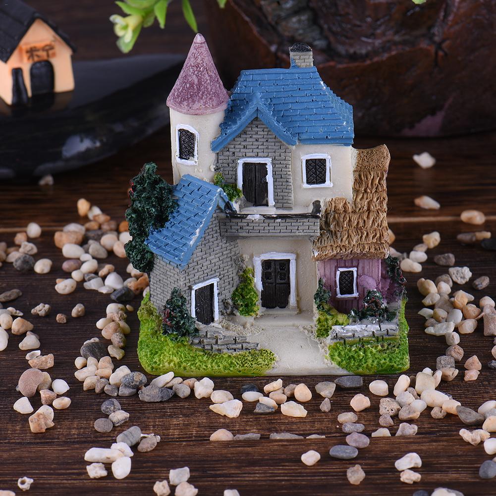 Miniature figurer slot hus mini pendul have hjemmedekoration tilbehør til fødselsdag