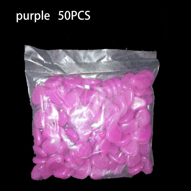 50szt kamień świecący kamień świecący ogrodnictwo akwarium krajobrazu brukowiec niebieski fioletowy 50 * fluorescencyjne kamyki: purpurowy