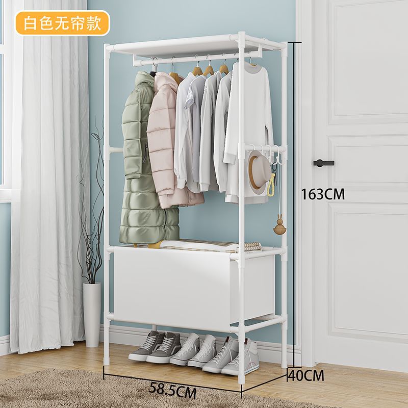 Wardrobe Clothes Hanger Storage Locker Open Closets Dressing Rooms Cabinets Portable Wardrobe Closet with Dustproof Curtain: green