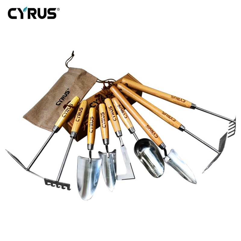 British Garden Tools Set Cultivating Planting Trowel Cultivator Shovels Spades Carbon Steel Wood Handle Transplanter