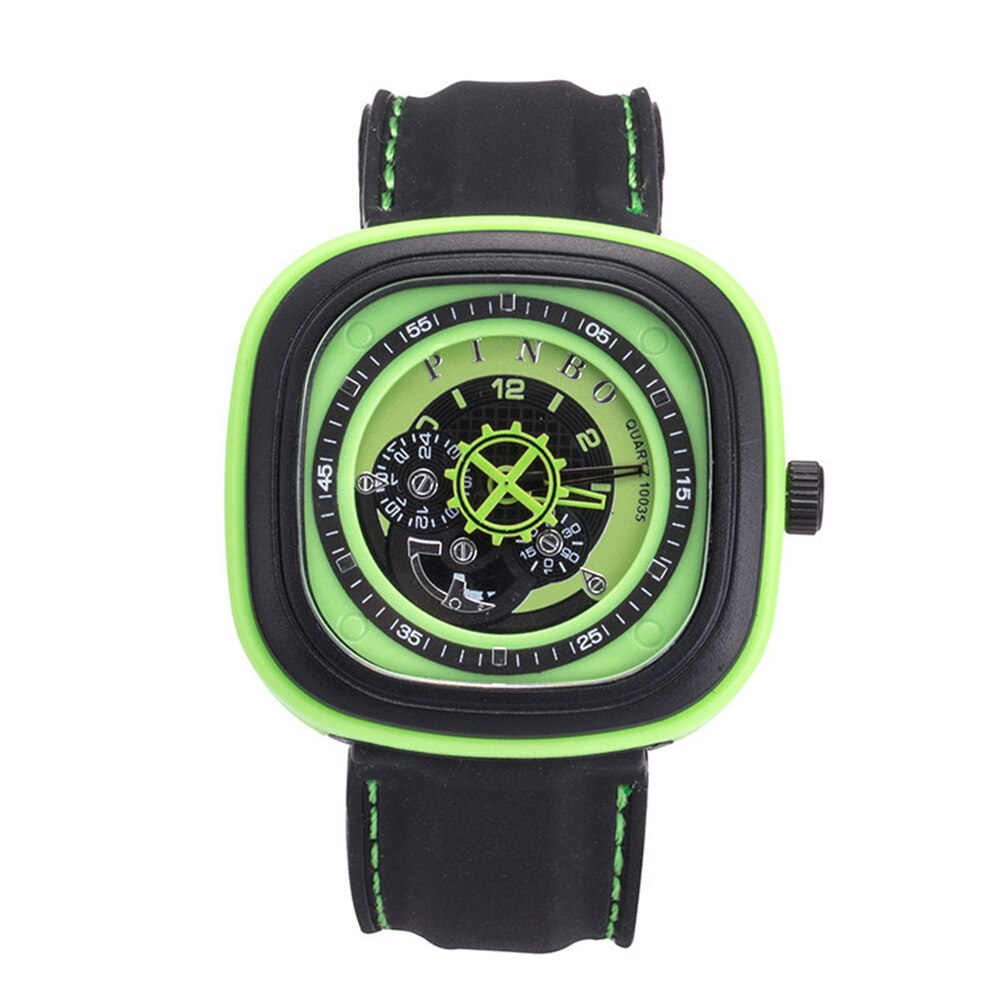 Sport Men's Watch Large Square Dial Silicone Strap Analog Quartz Wrist Watch Decor montre homme часы мужские наручные