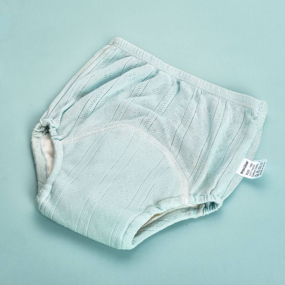 Insular Breathable Reusable Nappies Baby Cloth Diapers Washable Infants Children Baby Cotton Mesh Training Pants Nappy Panties: Light Green / L
