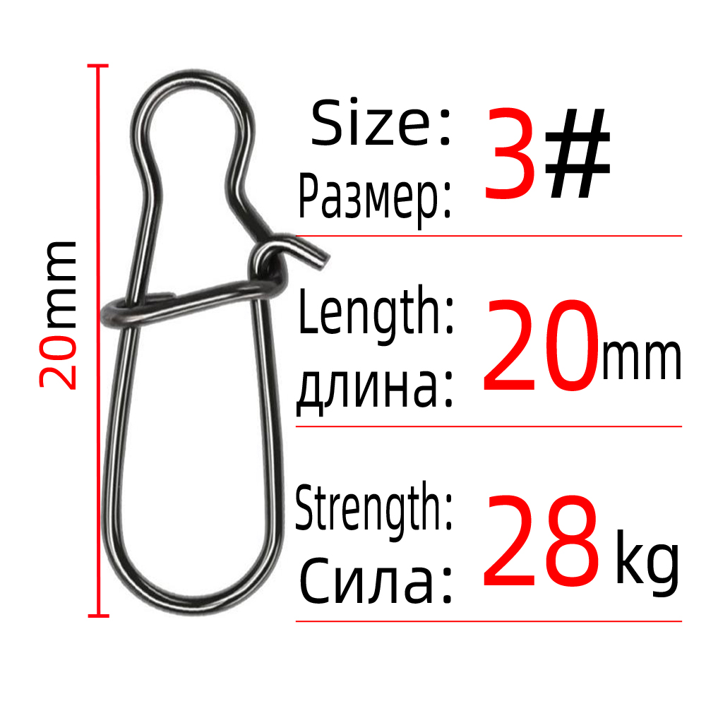 Dndyuju 30-50 Stuks Rvs Vissen Snap Verslaafd Snap Pin Fastlock Clip Rolling Swivel Accessoires Barrel Swivel Lokken haak: 30pcs / 1185 Size 3