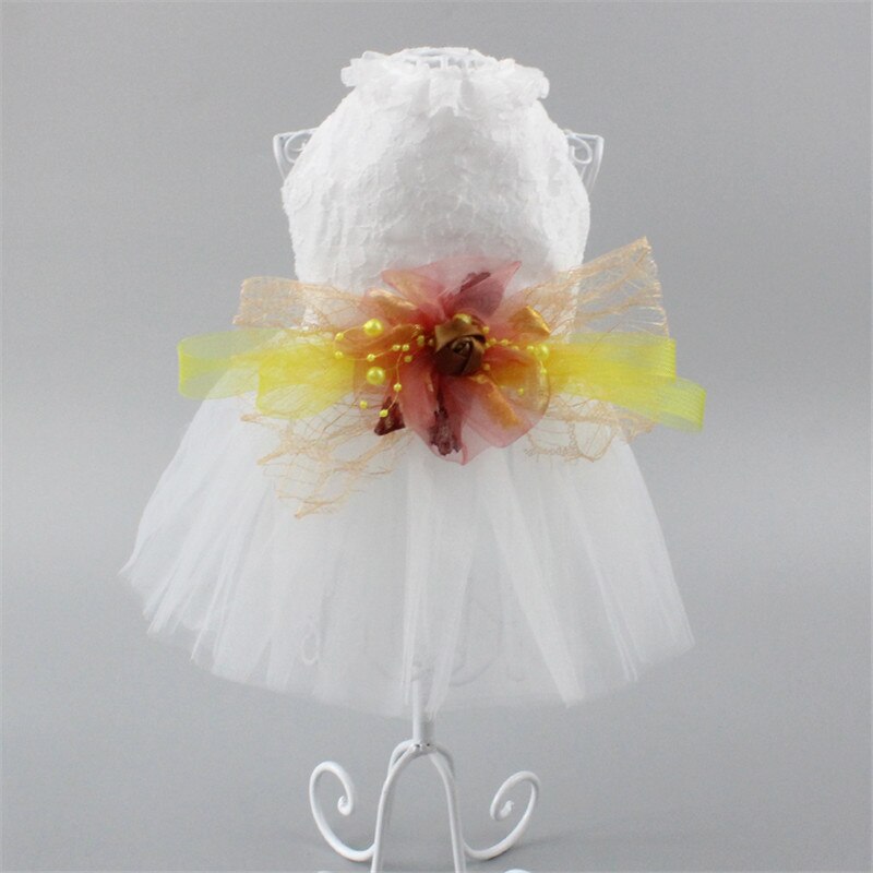 Doux chien robe de mariée jupe été robes pour animaux de compagnie pour petits chiens chiot chat vêtements Chihuahua Shih Tzu vêtements ubranka dla psa: White / M