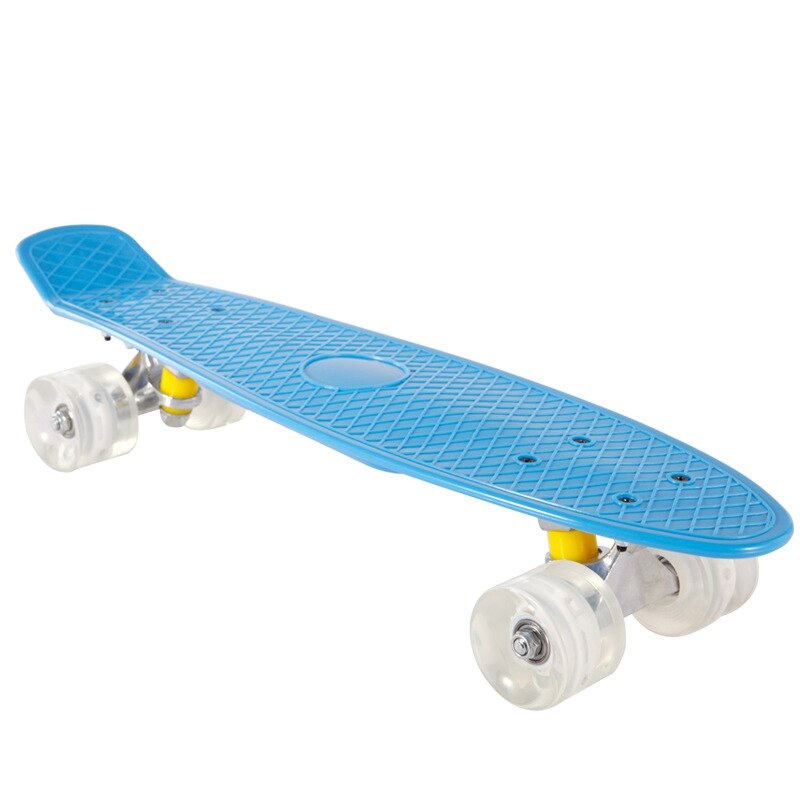 22in Four Wheel Mini Longboard Street Balance Skateboard with LED Flash Wheel Skateboard Retro Children Skateboard: Default Title