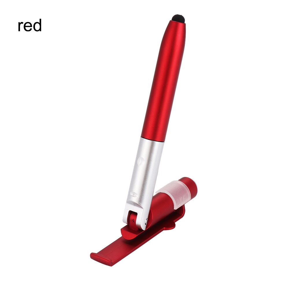 Simple Portable 4-en-1 lampe de poche stylo stylo à bille pliable stylet pour téléphone Portable utile multi-fonction support pour téléphone veilleuse: Rouge