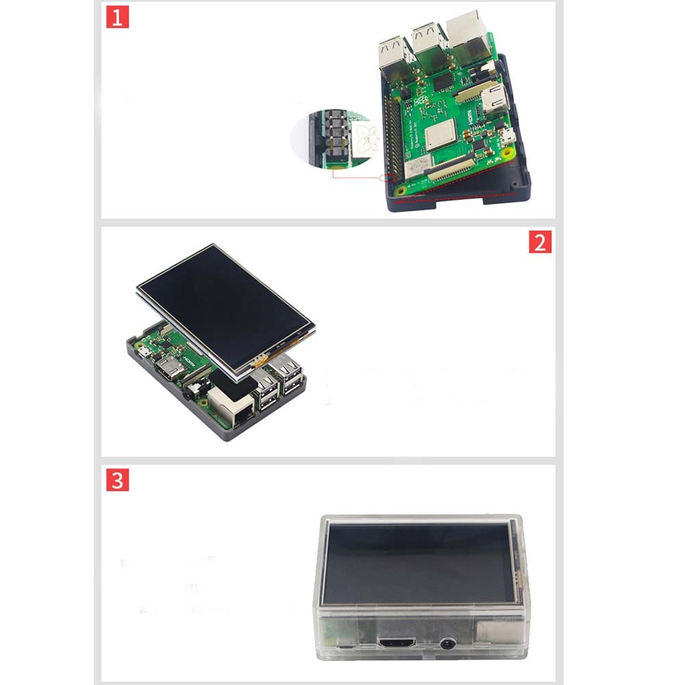 Raspberry Pi 3 Model B + Plus Case Plastic ABS Case Shell Box + 5V Koelventilator voor raspberry Pi 3 3.5 inch Touchscreen