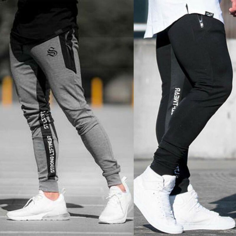 Heren workout joggingbroek heren gestreepte sport joggingbroek casual lange broek heren fitness joggingbroek bodybuilding hardloopbroek heren