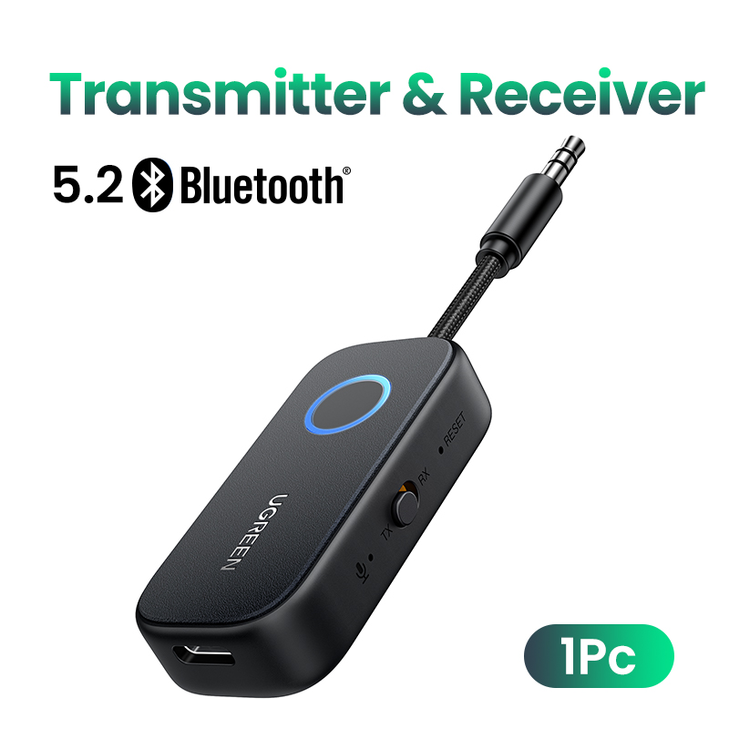 UGREEN Bluetooth Receiver Transmitter Adapter 2-in-1 Wireless Bluetooth 3.5mm Aux Audio Adapter for Flight, TV, Car, Treadmill: Default Title