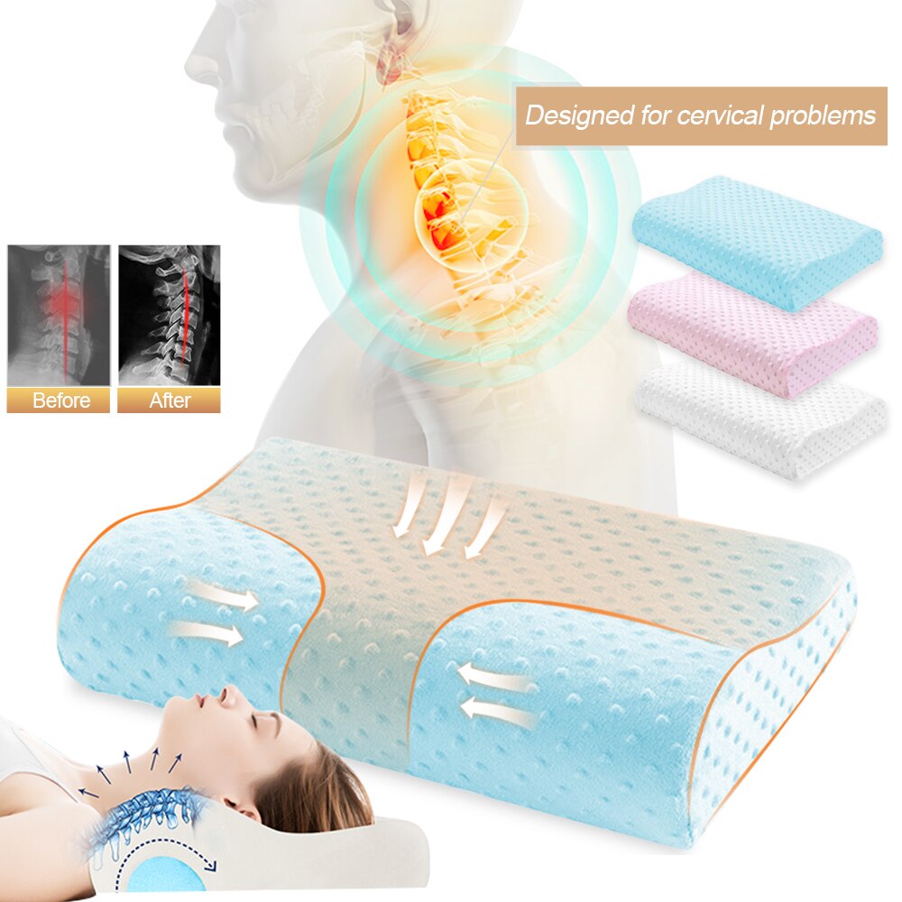 Memory Foam Kussen Bamboe Cervicale Thrapy Beddengoed Orthopedisch Kussen Voor Neck Ondersteuning Terug Gezondheidszorg Fiber Trage Rebound Zachte