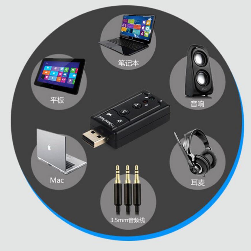 Draagbare Audio Adapter Usb 7.1 Kanaals Esternal 3D Usb Geluidskaart Audio Interface Geluidskaart Adattatore Pc Notebook Card Adapters
