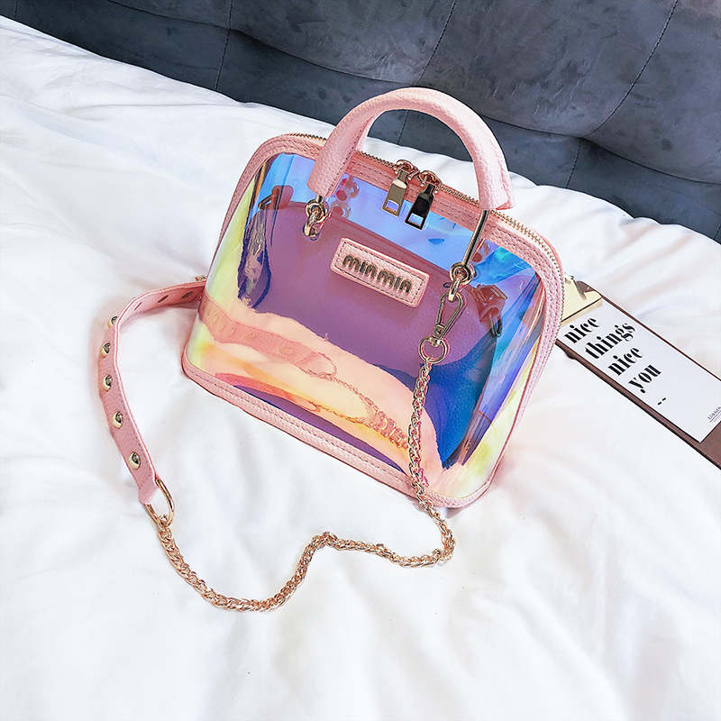 Klare Handtasche Frauen tasche transparent Umhängetasche Luxus Handtaschen Frauen Itb Kleine oben-Griff Schulter Tasche: Rosa