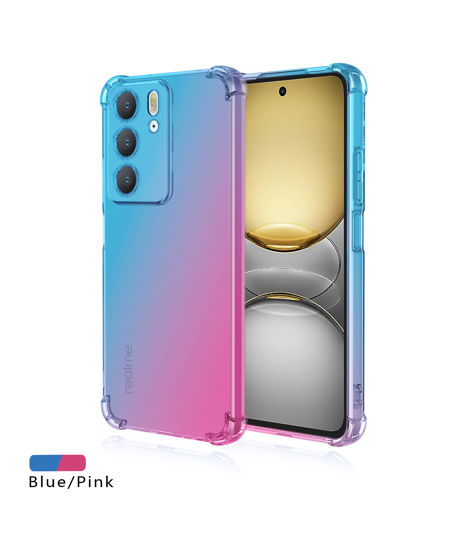 Coque Airbag en TPU dégradé antichoc pour Realme C75 4G, housse de protection, Coque Capa Fundas: Black