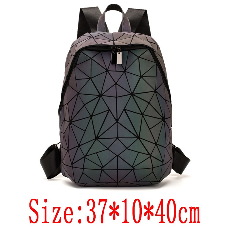 Luminous Backpack School Women Bags Set Holographic Geometric Backpacks Female School Bag For Teenage Girls Student Rucksack: gray