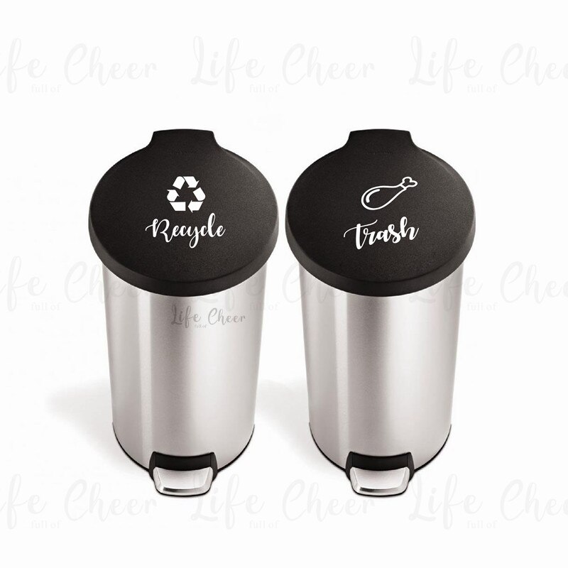 Trash Can Vinyl Sticker Recycle and Trash Sign Removable Decals Home Kitchen Decoraiton Recycle Logo Trash Murals AC258