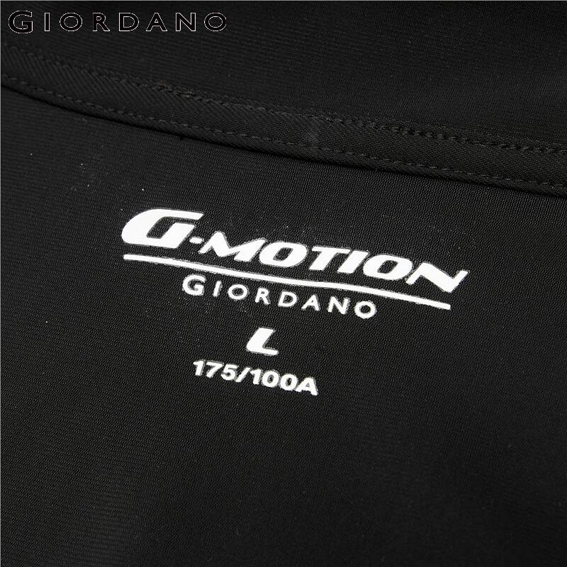 Giordano-chaqueta con cuello levantado para hombre, con estampado de G-MOTION, bolsillos delanteros y cremallera, informal, negra, 01071675