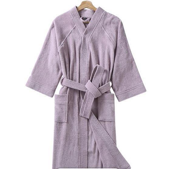 Katoenen Badstof Paar Gewaad Kimono Badjas Gown Losse Ongedwongen Nachtkleding Nachtjapon Witte Lange Mouw Nachtkleding Vrouwen Homewear: Gray / L