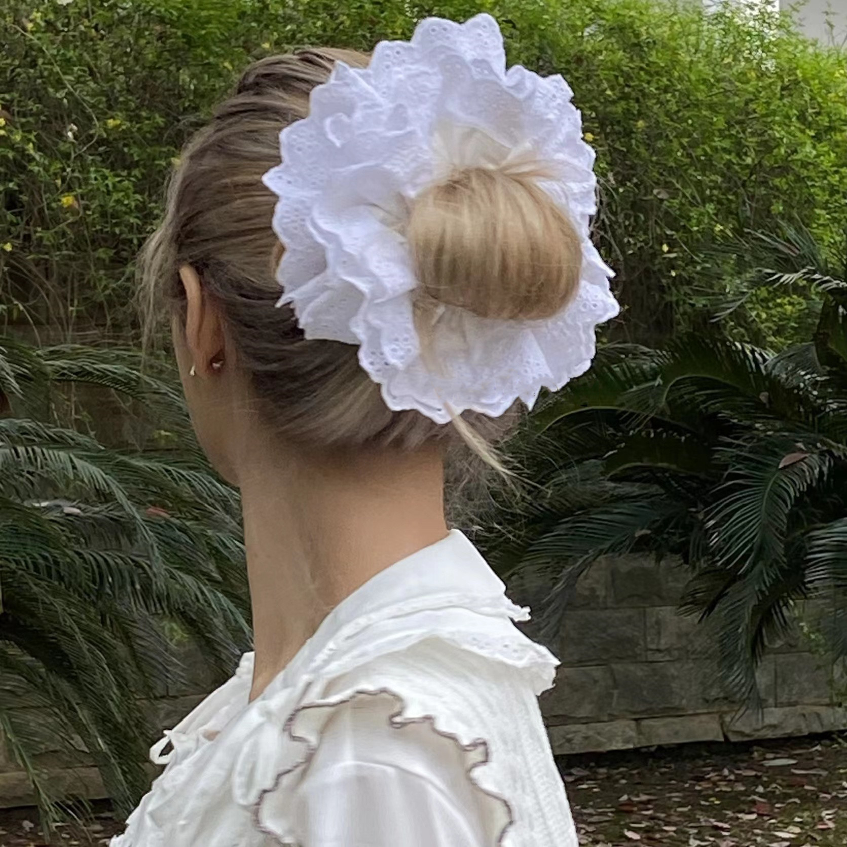 Coletero de pelo francés de encaje de gran tamaño para mujer, coleteros elásticos, diademas, accesorios elásticos para el cabello