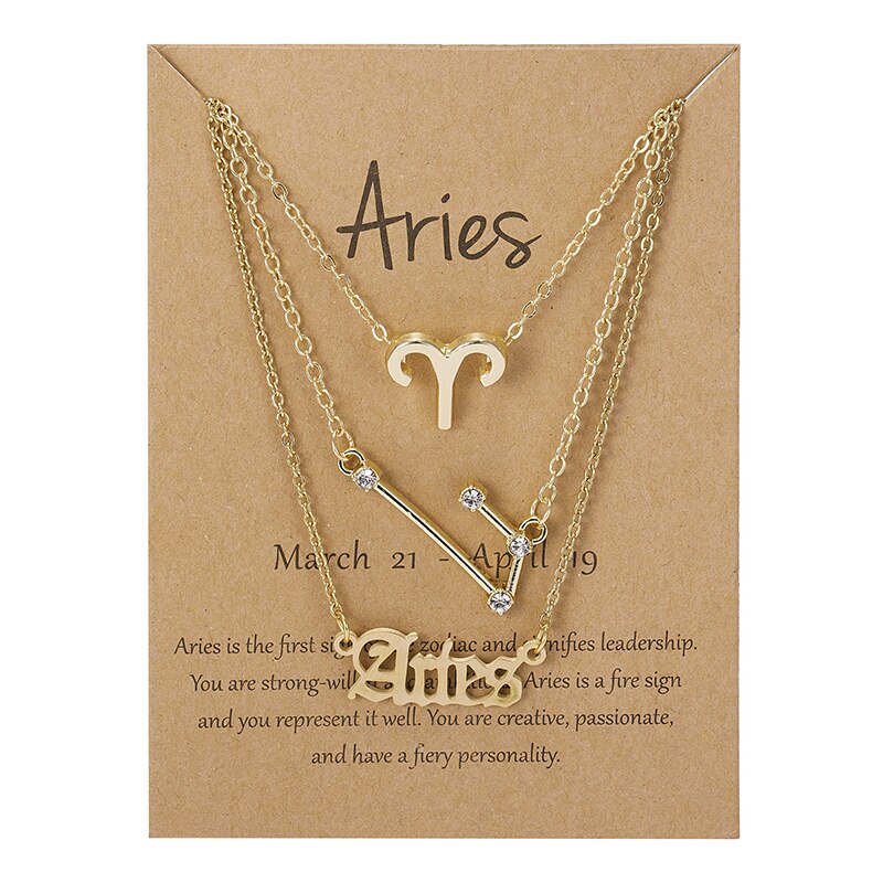 3 Stks/set 12 Sterrenbeeld Hanger Ketting Set Voor Vrouwen Constellation Charm Ketting Vrouwelijke Verjaardag Sieraden Met Karton