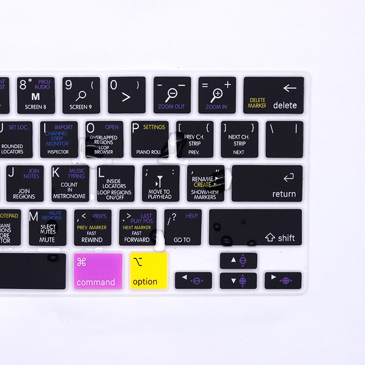 HRH Logic Pro X Shortcut Hotkey Functional Silicone Keyboard Cover Skin For MacBook Pro 16 A2141 M1 Chip A2338/A2251/A2289