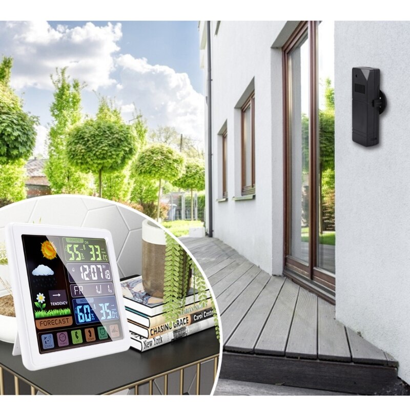 Touch Screen Weather Station with Outdoor Sensor Thermometer Weather Forecast W8EA