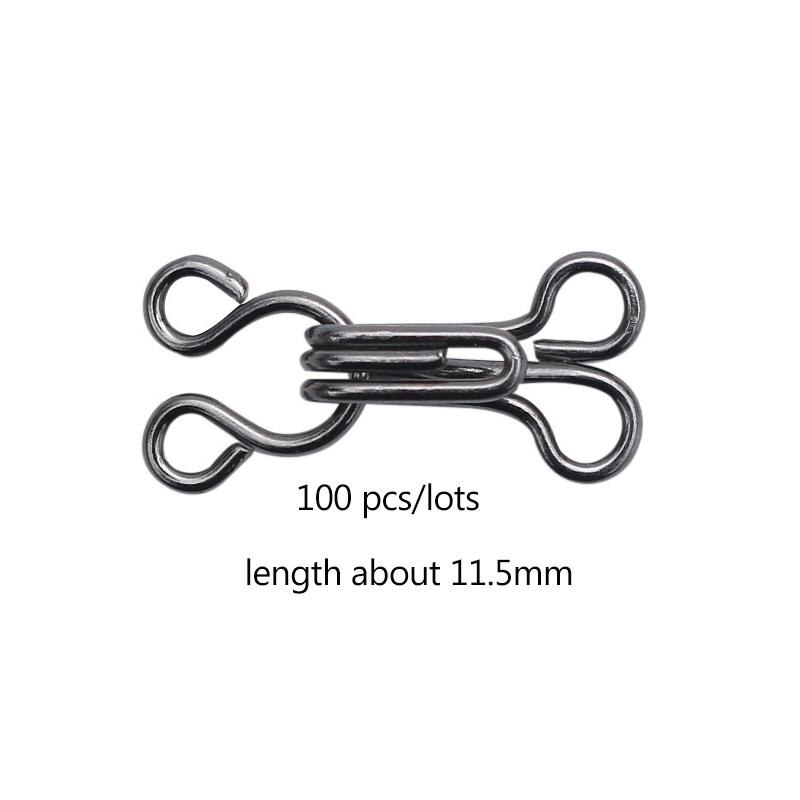 100set Metal collar hook 11.5-17mm Metal Buckle Button for Bra/Dress/Corset/Collar/Bag/Shirt Garment Sewing Accessories