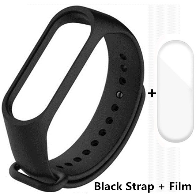 Strap For Xiaomi Mi Band 4 Strap Band 4 Wristband Strap Pink Wine Red Silicone Bracelet Xiomi Miband 4 3 Band4 Protector Film: Black With Film / For Miband 4
