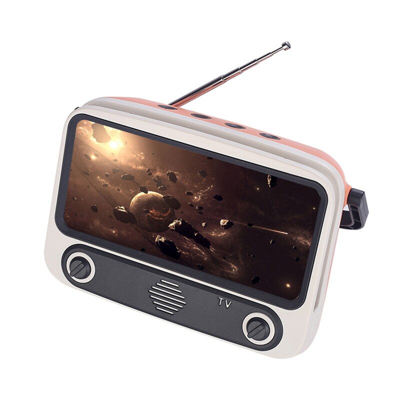 Bærbar høyttaler retro bluetooth høyttaler / bærbar tv telefonholder mobil tv trådløs høyttaler: Rosa
