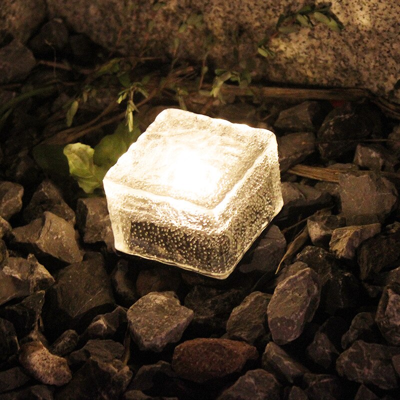 Solar Path Underground Buried Brick Light Led Stone Ice Cube Brick Solar Garden Driveway Security Light Led Floor Light: Warm white / 1pcs
