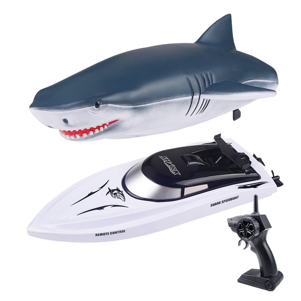 Afstandsbediening Shark Boten Voor Zwembaden Meren 4 Kanaals 2.4 Ghz Snelle Racing Boten Haai Vormige Shell Boot Usb Oplaadbare