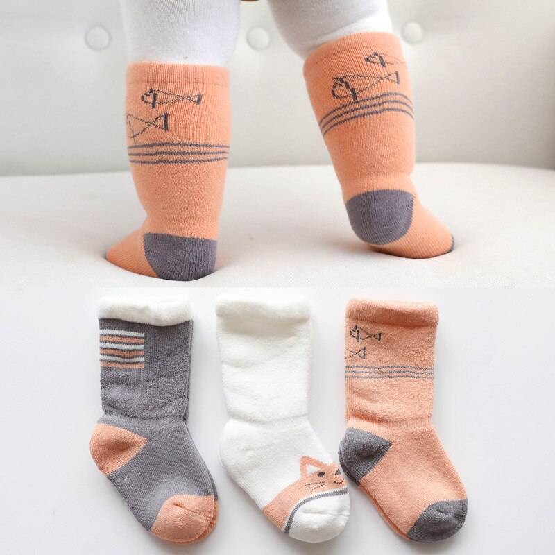 3 Paar Warme Winter Baby Sokken Leuke Zachte Herfst Pasgeboren Baby Meisjes Sokken Strepen Stippen Baby Baby Jongen Schoen Sokken kinderen Set