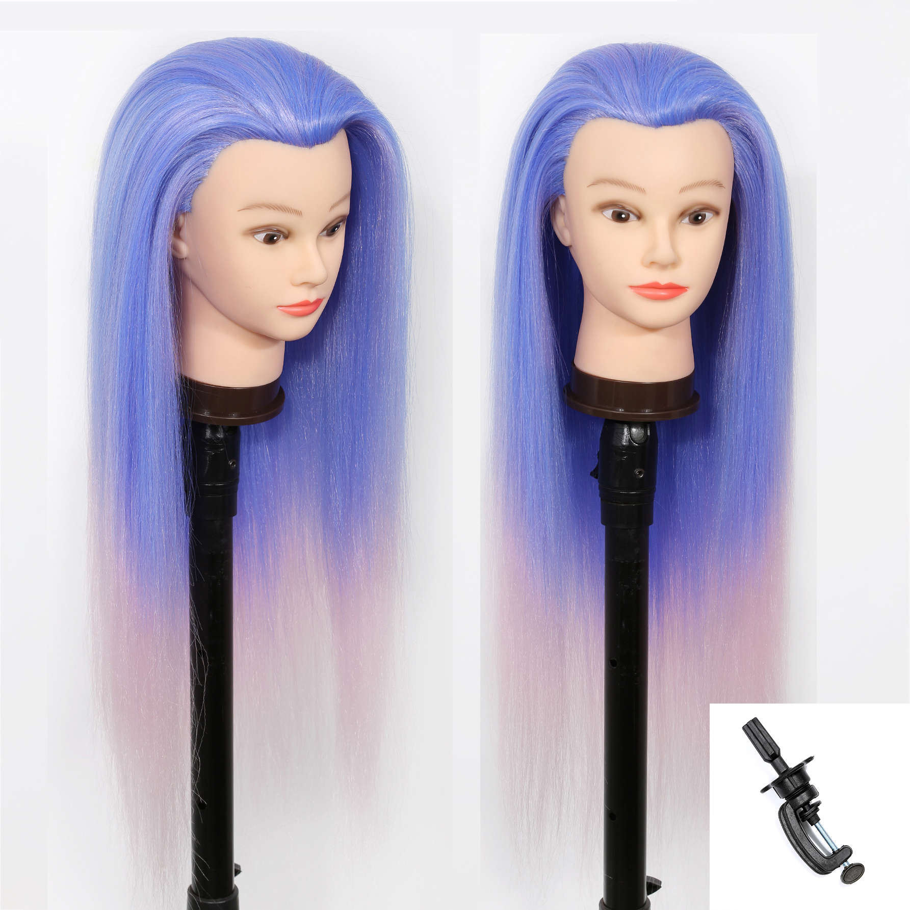 Mannequin Head Model With Long Synthetic Hair, Manikin Head Styling Hairdresser Training Head, Doll Head for Braiding Practice: PURPLE