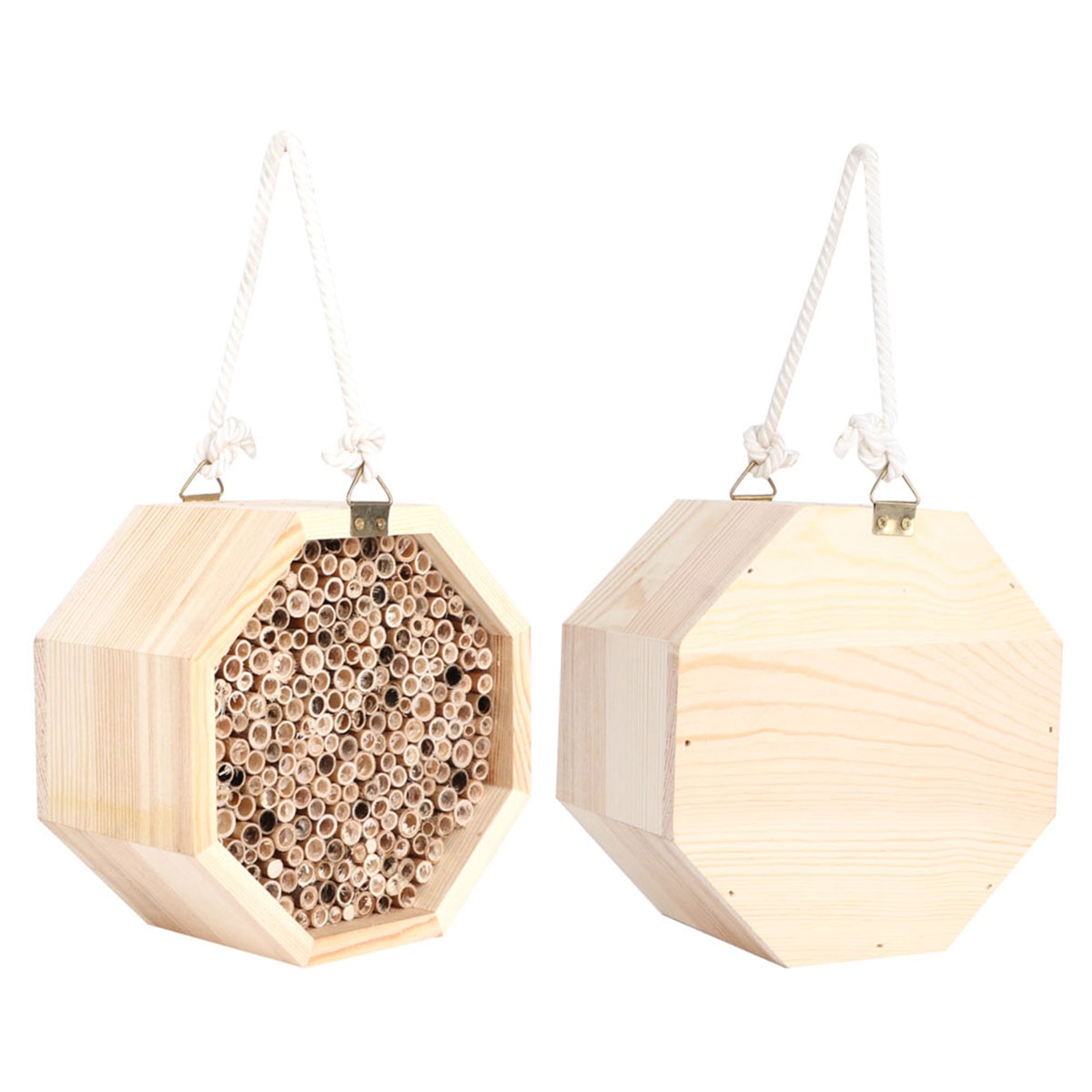 2pcs Wooden Insect Bee House Bug Room Hotel Shelter Garden Decoration Nests Box Bee House Beekeeper Feeding House BeeBox