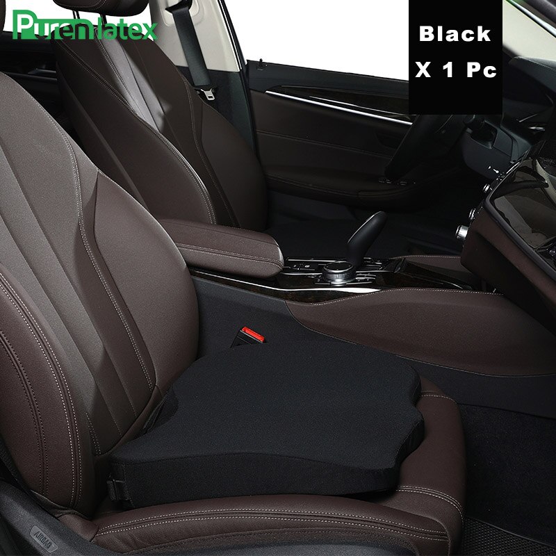 Purenlatex memory foam hovedpude sæde rygpude beskytter nakke cervikal halebenet pude til iskias og rygsmerter: Sort pude