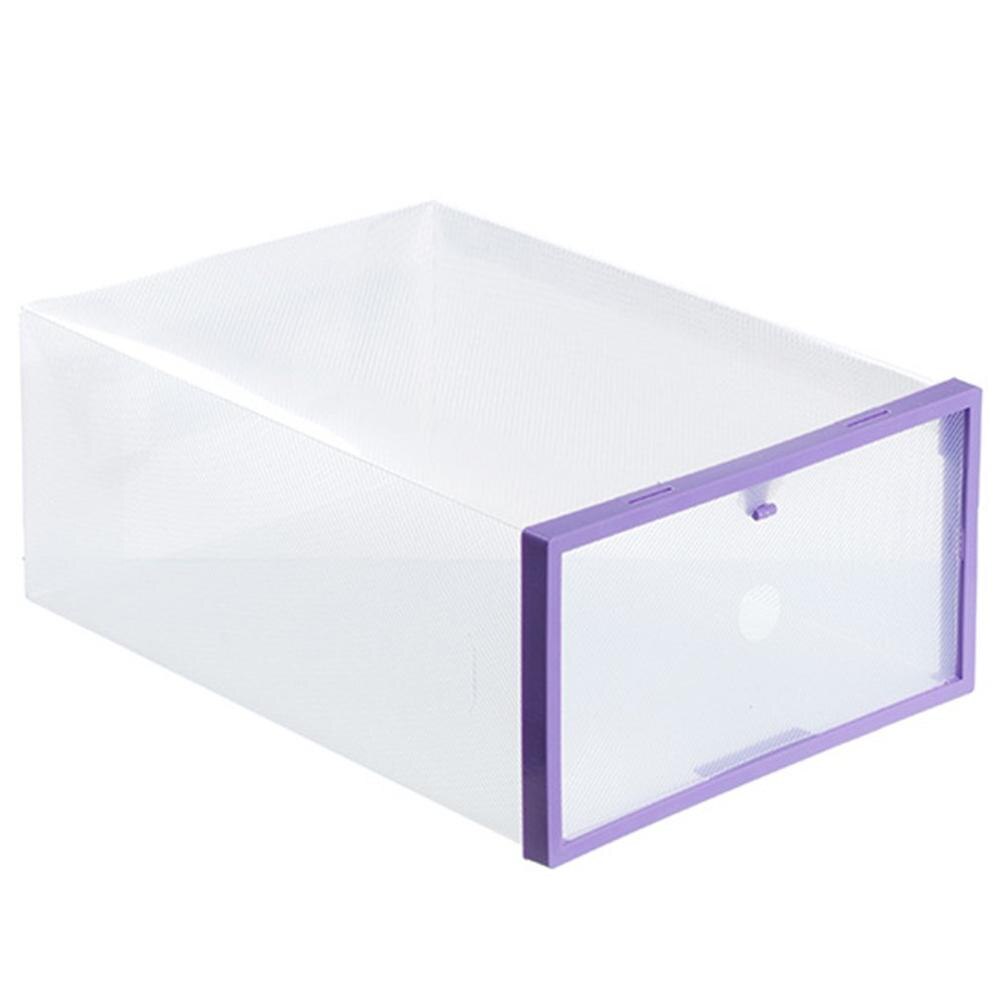 Transparent Clear Plastic Shoe Box Storage Shoe Boxes Foldable Shoes Case Holder Shoebox Transparent Shoes Organizer Boxes: Purple 