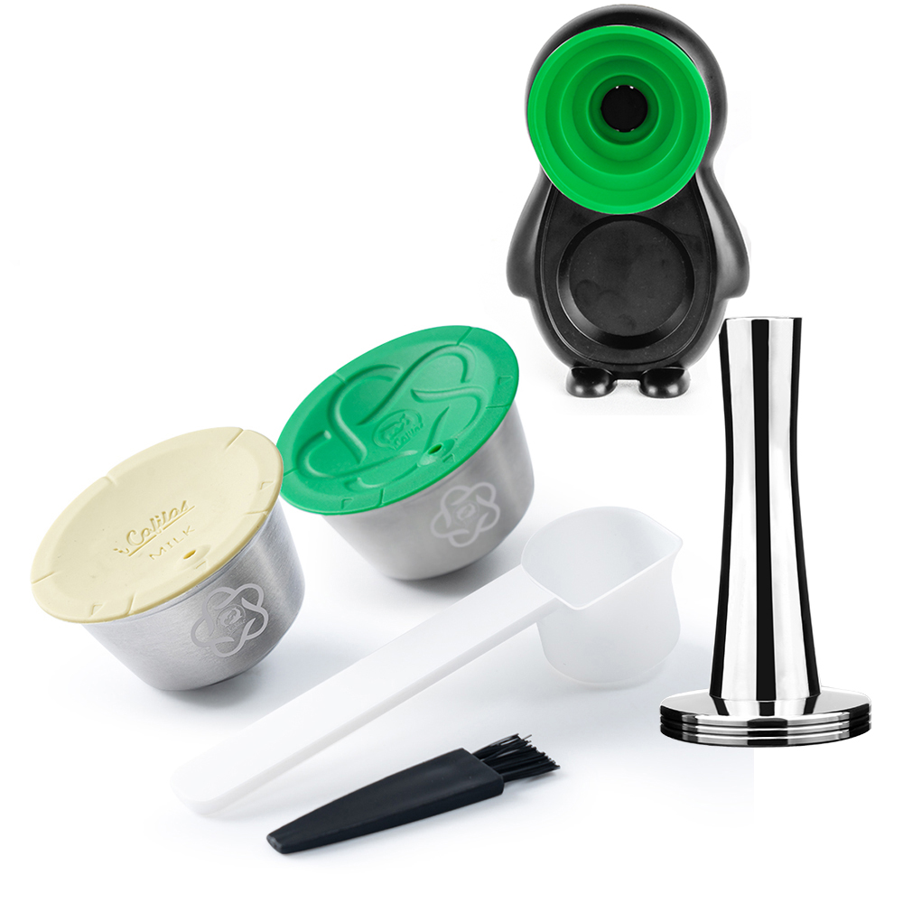 Capsule di caffè ricaricabili riutilizzabili per Dolce Gusto Maker Nespresso Caffè espresso e cialde filtro per il latte Accessori per caffè: Argento