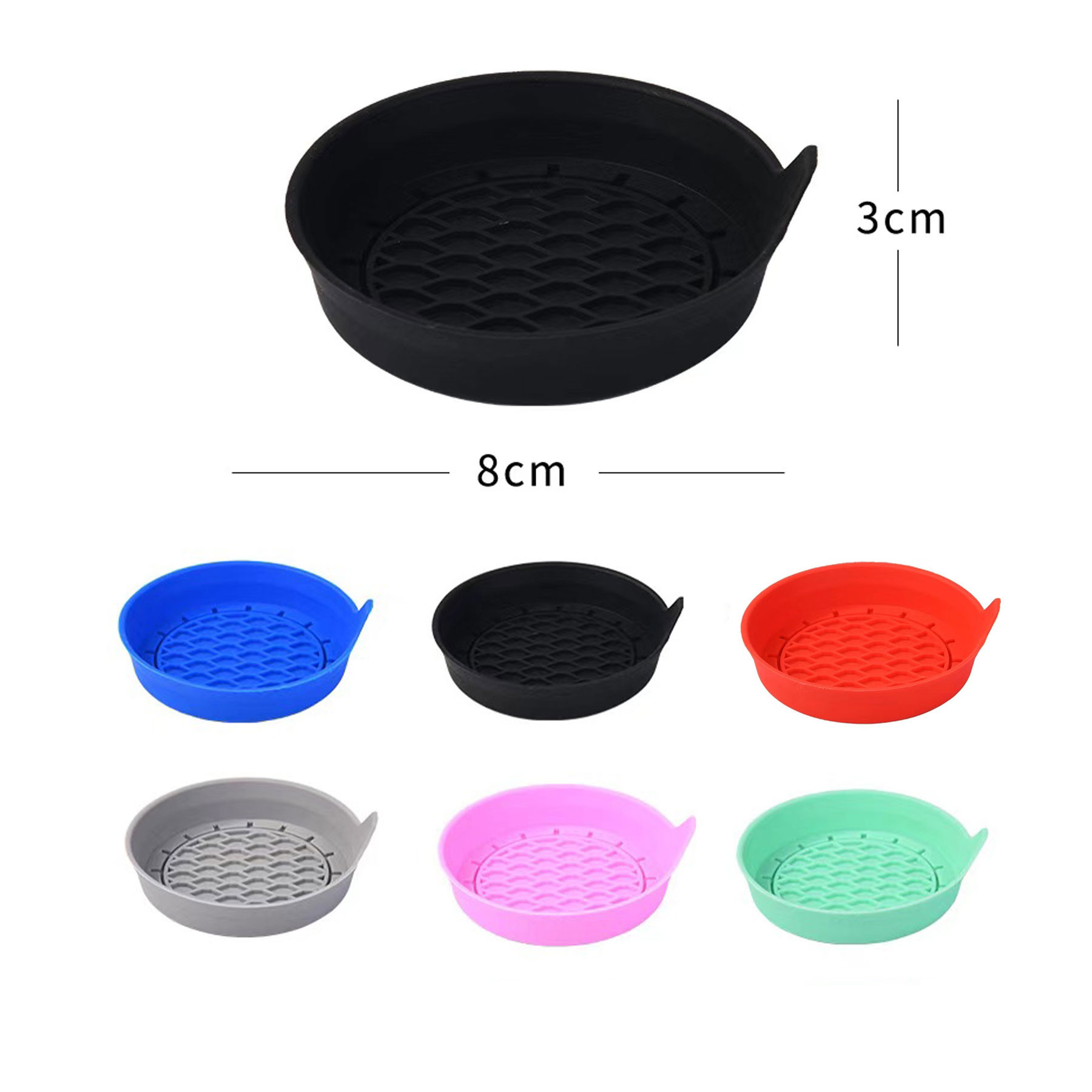 Lot De 2 Tapis Pour Gobelets Voiture – Motif Nid D'abeille PVC Antidérapant – Universel, Dimensions 6,8 X 6,8 Cm