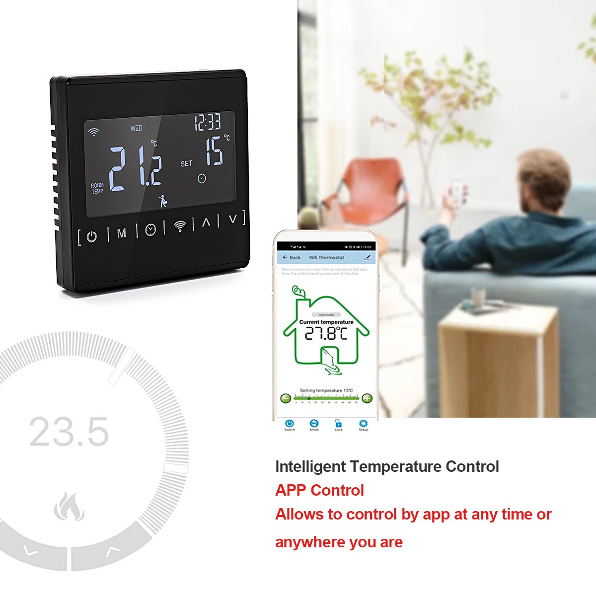 Termostato inteligente WiFi para calefacción de suelo y agua, controlador de temperatura para agua, Gas y eléctrica, funciona con Alexa y Google Home