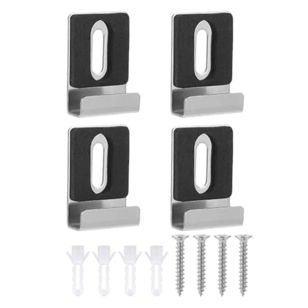 Abrazadera de Clips para espejo de pared de vidrio, Kit de fijación de montaje en pared de vidrio para espejo de baño sin marco, Hardware con tornillos, soporte para espejo, 4 Uds.